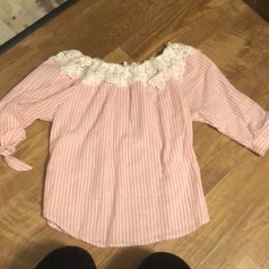 Grace & Emma off the shoulder striped top